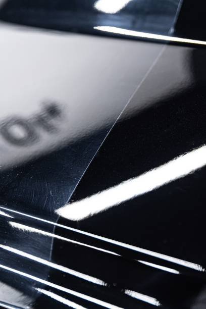 Before and after effect after car varnish polishing in car detailing studio