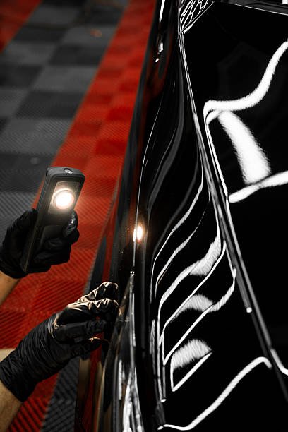 Car paint inspection using detailing inspection light before polishing or ceramic coating