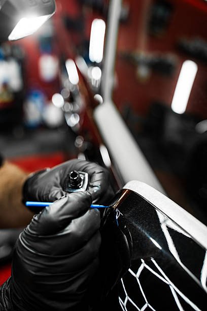 Touch-up detailing targets scratches and rock chips with exact color matching.